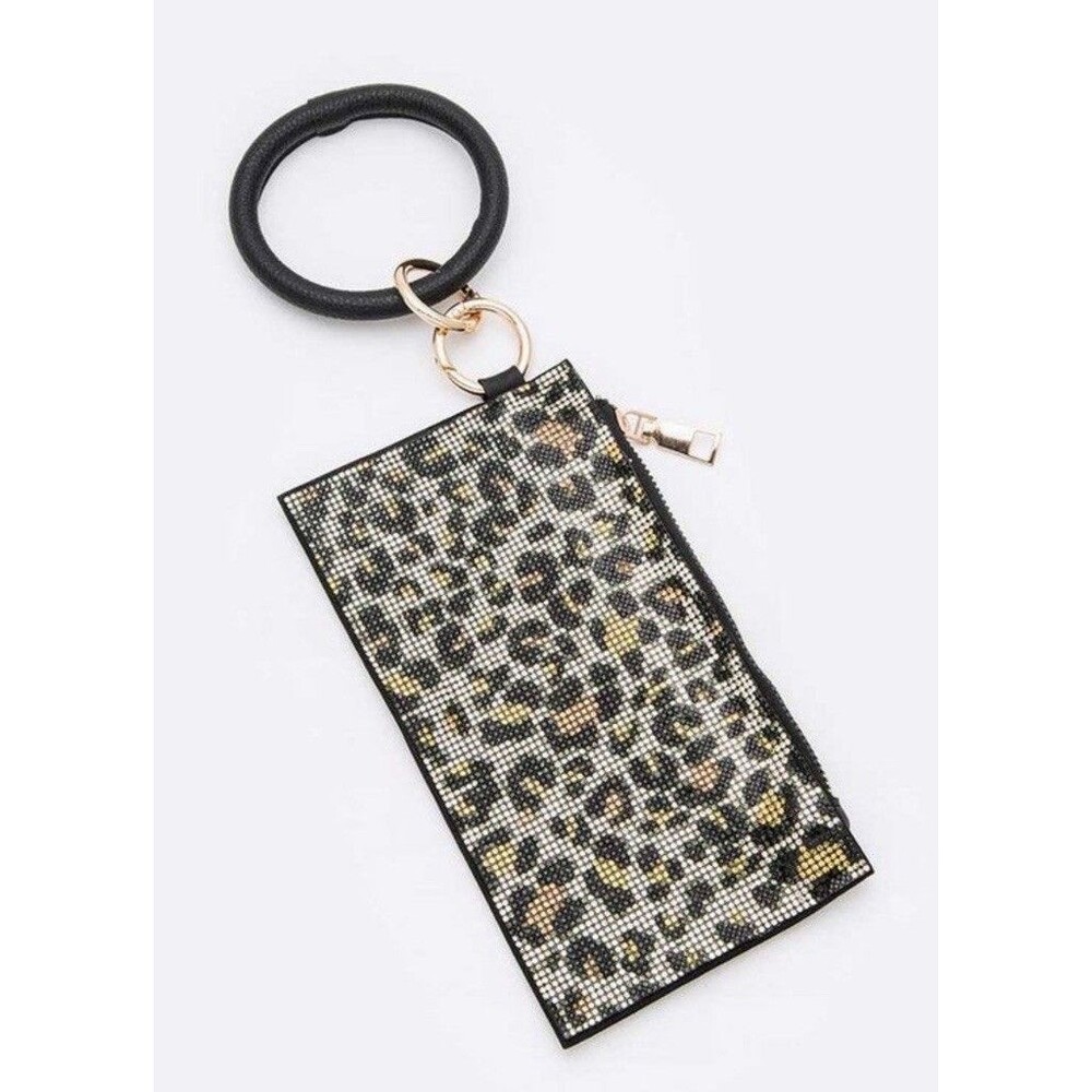 Leopard Rhinestone Wrislet Pouch Wallet Mob Wife Glam